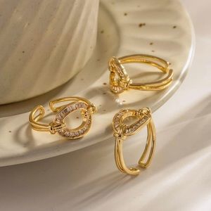 OIMEI 18K Gold Plated Cubic Zirconium Eternity Ring